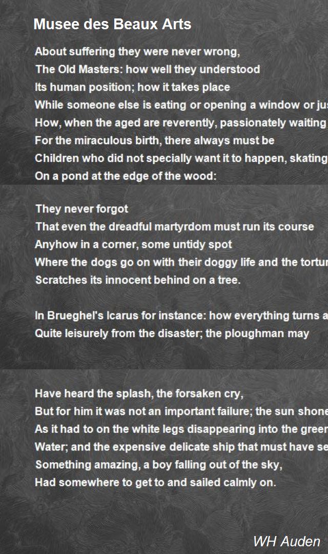 summary of musee des beaux arts by auden